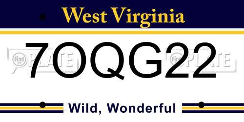 7OQG22 West Virginia License Plate