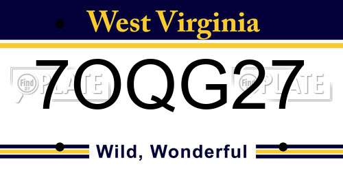 7OQG27 West Virginia License Plate