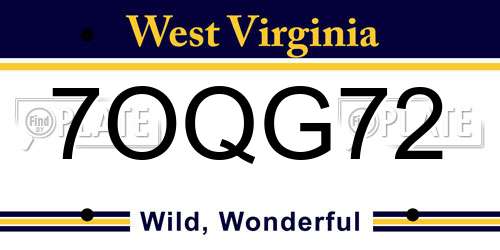 7OQG72 West Virginia License Plate