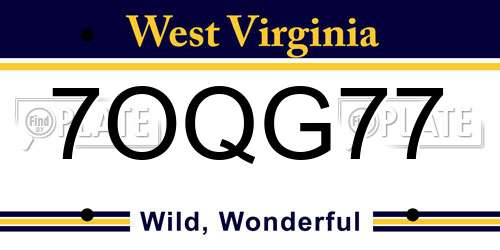7OQG77 West Virginia License Plate