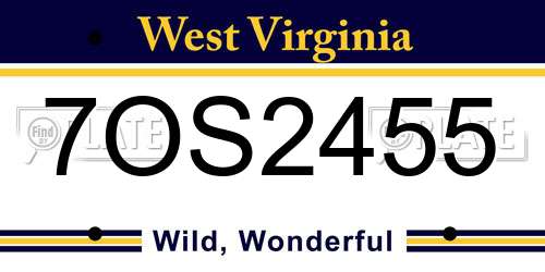 7OS2455 West Virginia License Plate