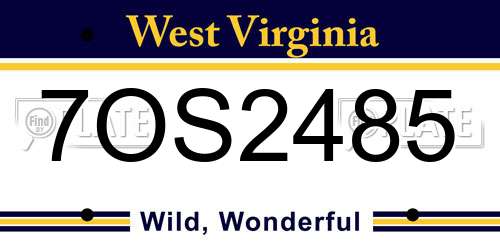 7OS2485 West Virginia License Plate