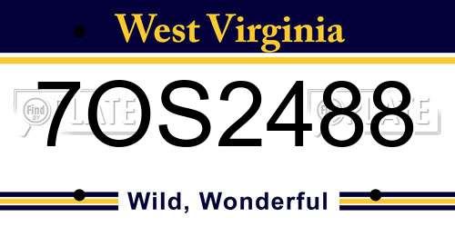 7OS2488 West Virginia License Plate