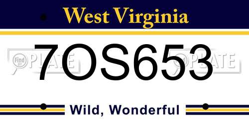 7OS653 West Virginia License Plate