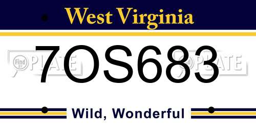 7OS683 West Virginia License Plate