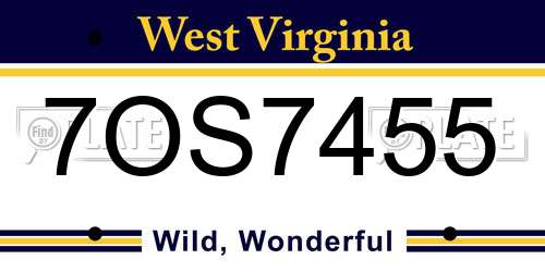 7OS7455 West Virginia License Plate