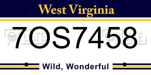 7OS7458 West Virginia License Plate