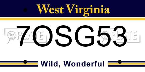 7OSG53 West Virginia License Plate