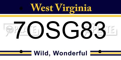 7OSG83 West Virginia License Plate