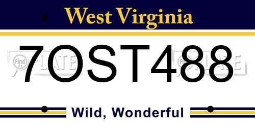 7OST488 West Virginia License Plate