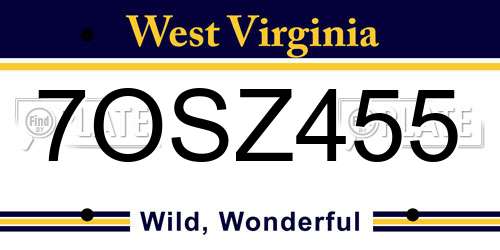 7OSZ455 West Virginia License Plate