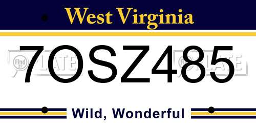 7OSZ485 West Virginia License Plate