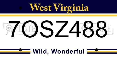 7OSZ488 West Virginia License Plate