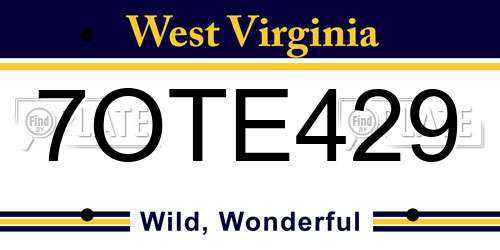 7OTE429 West Virginia License Plate