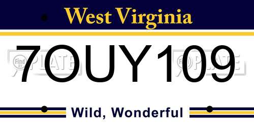 7OUY109 West Virginia License Plate