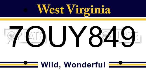 7OUY849 West Virginia License Plate