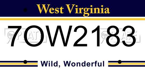 7OW2183 West Virginia License Plate