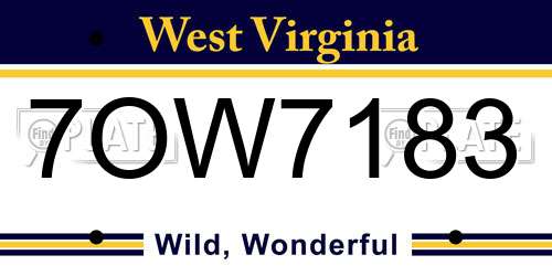 7OW7183 West Virginia License Plate