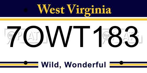 7OWT183 West Virginia License Plate
