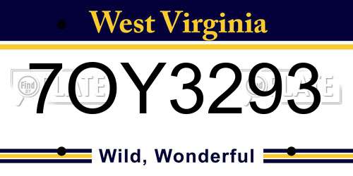 7OY3293 West Virginia License Plate