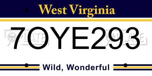 7OYE293 West Virginia License Plate
