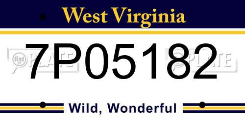 7P05182 West Virginia License Plate