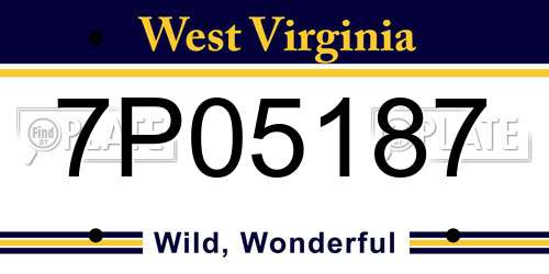 7P05187 West Virginia License Plate