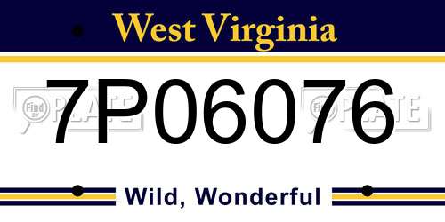 7P06076 West Virginia License Plate