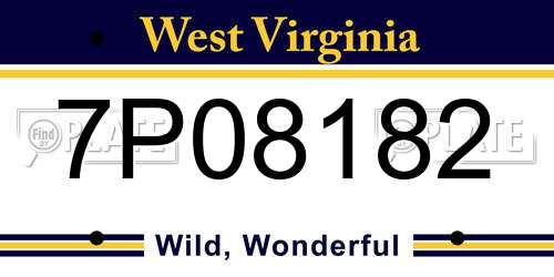 7P08182 West Virginia License Plate