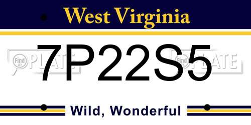 7P22S5 West Virginia License Plate
