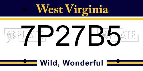 7P27B5 West Virginia License Plate