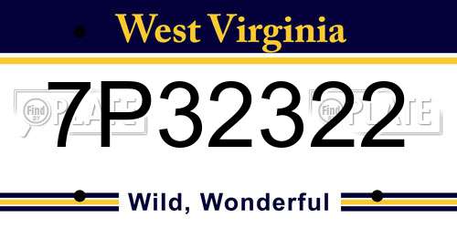 7P32322 West Virginia License Plate