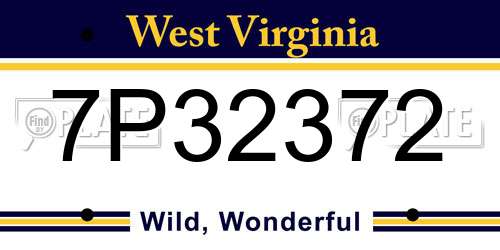 7P32372 West Virginia License Plate