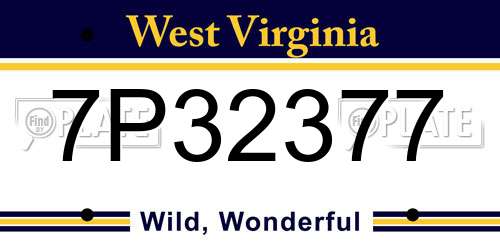 7P32377 West Virginia License Plate