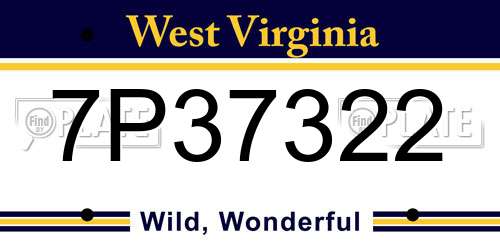 7P37322 West Virginia License Plate