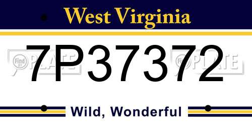 7P37372 West Virginia License Plate