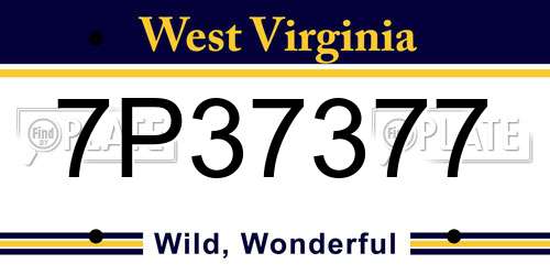 7P37377 West Virginia License Plate