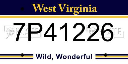 7P41226 West Virginia License Plate