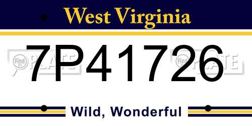 7P41726 West Virginia License Plate