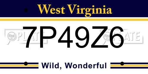 7P49Z6 West Virginia License Plate