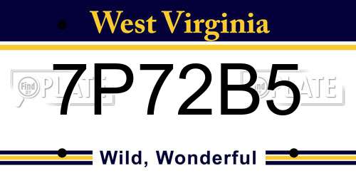 7P72B5 West Virginia License Plate