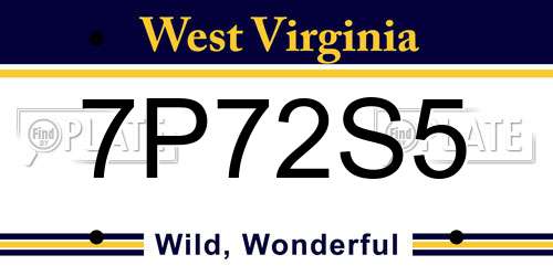 7P72S5 West Virginia License Plate