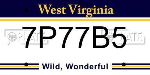 7P77B5 West Virginia License Plate