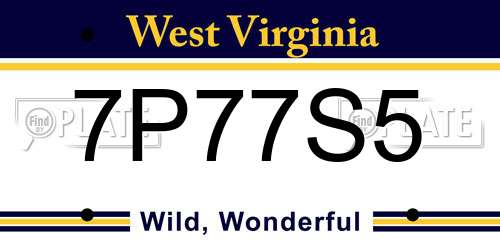 7P77S5 West Virginia License Plate