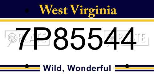 7P85544 West Virginia License Plate