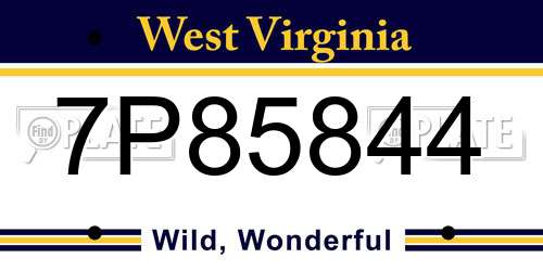 7P85844 West Virginia License Plate