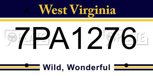 7PA1276 West Virginia License Plate