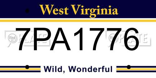 7PA1776 West Virginia License Plate