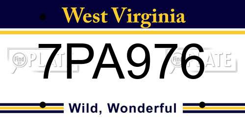 7PA976 West Virginia License Plate