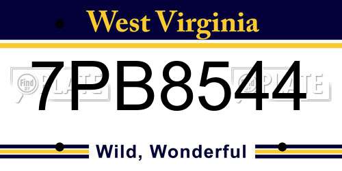 7PB8544 West Virginia License Plate